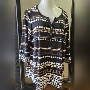 Charter Club Black and Tan Striped Blouse